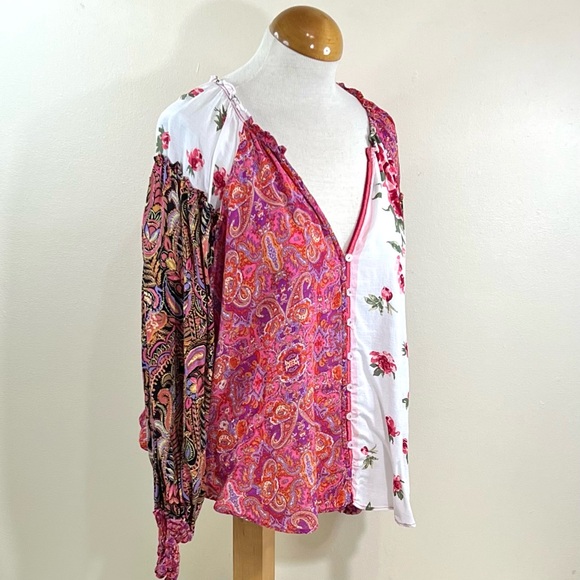 Free People Women’s Floral Print Bohemian Blouse - Picture 4 of 9